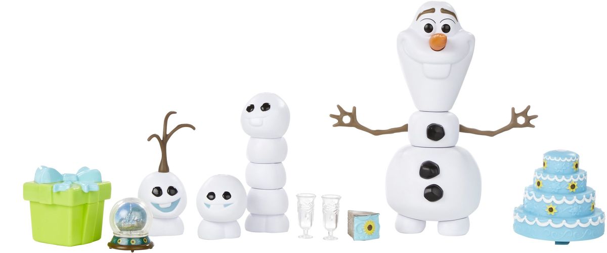 Disney Frozen Игровой набор Олаф и Холодное торжествоB5167EU0 Disney Frozen Игровой набор Олаф и Холодное торжествоB5167EU0В честь Дня рождения Анны снеговик Олаф и его друзья приготовили настоящий сюрприз. Снежные человечки испекли фантастический торт, выполненный в синих оттенках, ведь именно так должно выглядеть угощение на Холодное торжество. Олаф в свои ручки-веточки взял пластиковые прозрачные бокальчики, чтобы отведать шипучей газировки или свежего сока. Один из снеговиков даже приготовился попробовать торт, поэтому отрезал себе отдельный кусочек. Ну и какой же день рождения без подарков? В подарочной коробке с праздничным бантом снеговики приготовили сюрприз. Олаф и его друзья легко разбираются и собираются снова. Вы можете проявить фантазию, составляя снежные комочки один на другой. Также не забудьте придумать интересный сценарий для игры, ведь то, как пройдет Холодное торжество с игровым набором будет зависеть только от вас.