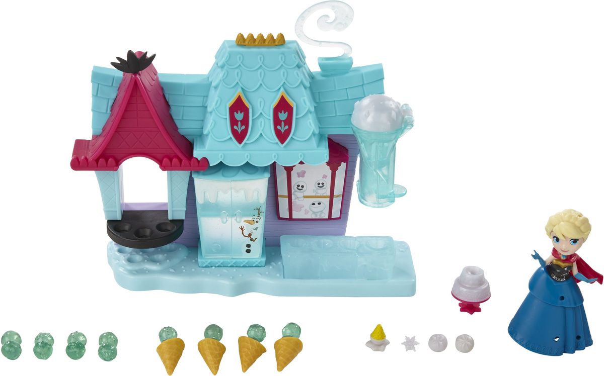 Disney Frozen Игровой набор Магазин сладостей ЭренделлаB5194EU4_B5195 Disney Frozen Игровой набор Магазин сладостей ЭренделлаB5194EU4_B5195Игровой набор Disney Frozen Магазин сладостей Эренделла станет отличным подарком для любой девочки. В комплект входят магазин с мороженым и мини-кукла Эльза. Магазин по производству и продаже лакомства таит в себе много сюрпризов. В нем предусмотрен холодильник с полочками, подоконник с подставкой для шариков мороженого и специальное приспособление для изготовления рожков с холодным десертом. Наряд мини-куклы Эльзы можно украсить с помощью дополнительных аксессуаров. Все детали комплекта выполнены из прочных нетоксичных материалов. Игровой набор Disney Frozen Магазин сладостей Эренделла непременно порадует вашу маленькую принцессу и подарит ей массу положительных эмоций.