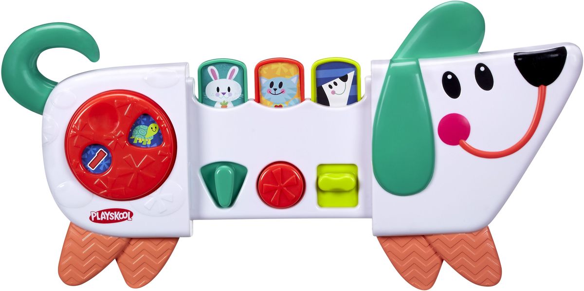 Playskool Развивающая игрушка Веселый щенокB4532EU4 Playskool Развивающая игрушка Веселый щенокB4532EU4Развивающая игрушка Playskool Веселый щенок - милая игрушка, которая поможет провести время весело и с интересом. Щенок изготовлен из качественного пластика, у него веселая мордашка, озорные глаза и очаровательная улыбка. У веселого щенка есть три режима игры: переключай, нажимай и раздвигай. Игра со щенком развивает мелкую моторику, познавательные способности и понимание причинно-следственных связей. В комплекте есть универсальный ремень, которым игрушку можно прикрепить к коляскам, автокреслам, тележкам для шоппинга.
