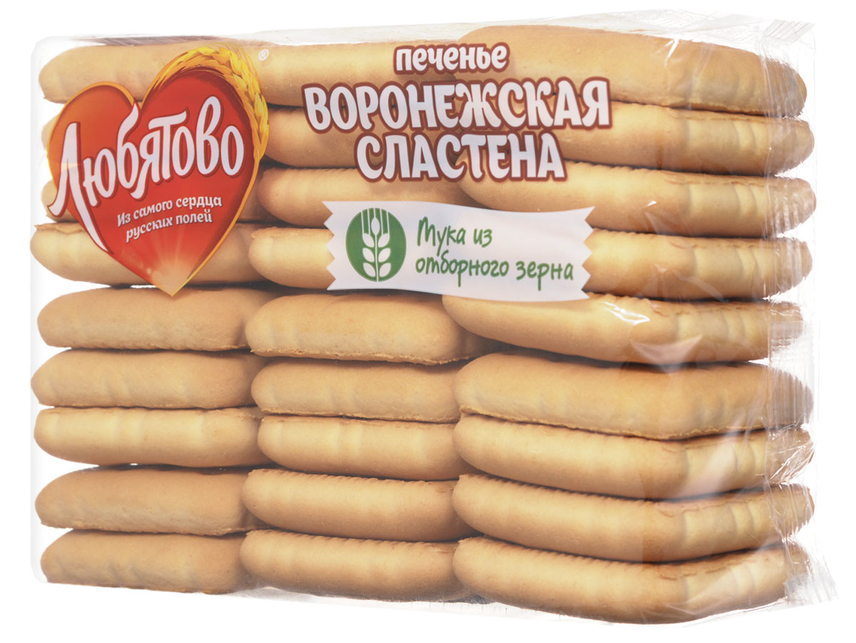 Любятово Печенье Воронежская сластена, 500 г2133 Любятово Печенье Воронежская сластена, 500 г2133Любятово Воронежская сластена - затяжное печенье для сластен. Мука изготовлена из отборного зерна, благодаря чему получается неповторимый вкус этого продукта. Срок годности: 9 месяцев
