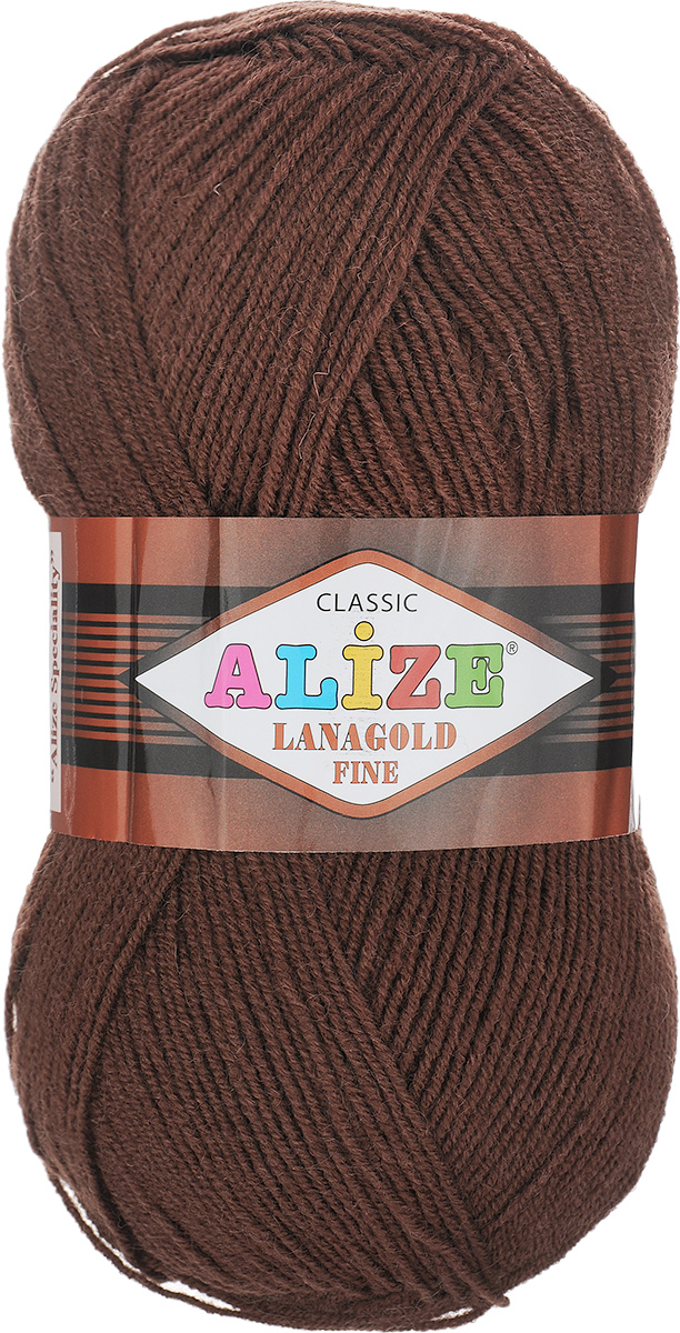 Пряжа для вязания Alize Lanagold Fine, цвет: корица (583), 390 м, 100 г, 5 шт547499_583 Пряжа для вязания Alize Lanagold Fine, цвет: корица (583), 390 м, 100 г, 5 шт547499_583Alize Lanagold Fine - это полушерстяная пряжа для ручного вязания. Нить плотно скручена, гибкая, послушная, не пушится, не электризуется, аккуратно ложится в петли и не деформируется после распускания. Стойкое равномерное окрашивание обеспечивает широкую палитру оттенков, высокое качество материала и используемых красителей защищает от потери цвета. Соотношение шерсти и акрила - формула практичности. Высокие тепловые характеристики сочетаются с эстетикой, носкостью и простотой ухода за вещью. Классическая пряжа для зимнего сезона, может использоваться для детской и взрослой одежды. Alize Lanagold Fine - универсальная пряжа, которая будет хорошо смотреться в узорах любой сложности. Рекомендуемый размер спиц 2,5-4 мм и крючка 2-4 мм. Состав: 49% шерсть, 51% акрил.