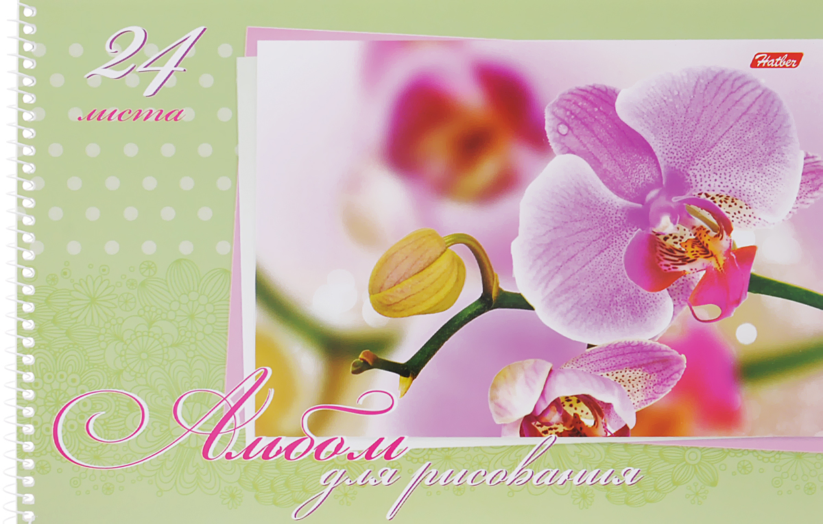 Hatber Альбом для рисования Нежность 24 листа цвет салатовый24А4Bсп_04373 Hatber Альбом для рисования Нежность 24 листа цвет салатовый24А4Bсп_04373Альбом для рисования Hatber Нежность порадует вашего малыша и вдохновит его на творчество. Альбом изготовлен из белоснежной бумаги с яркой обложкой из плотного картона, оформленной изображением орхидеи. Внутренний блок альбома, соединенный металлической спиралью, состоит из 24 листов. Высокое качество бумаги позволяет рисовать в альбоме карандашами, фломастерами, акварельными и гуашевыми красками.
