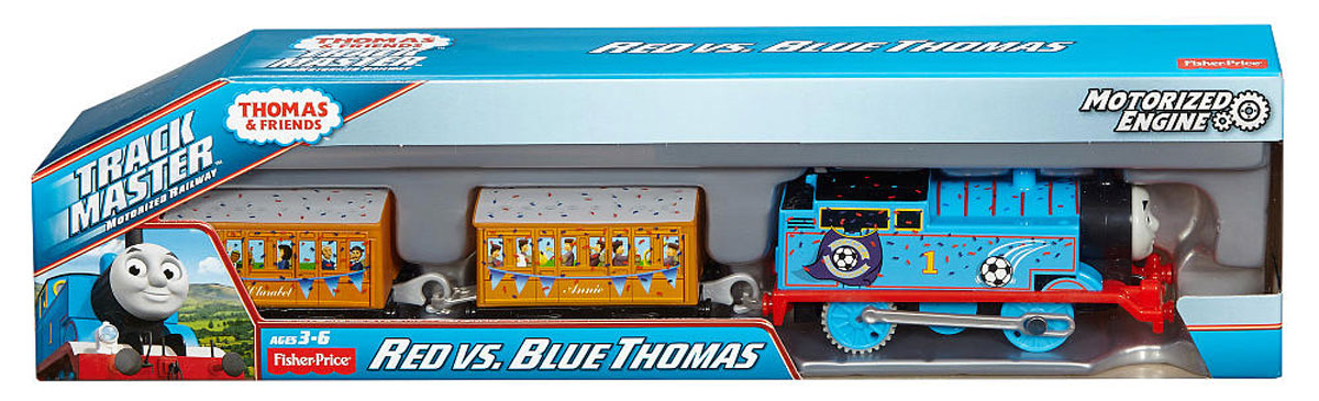 Thomas & Friends Паровозик Красный и синий ТомасBMK93_DFM83 Thomas & Friends Паровозик Красный и синий ТомасBMK93_DFM83Паровозик Thomas & Friends Красный и синий Томас привлечет внимание вашего малыша и не позволит ему скучать. Он выполнен из прочного пластика в виде Томаса - персонажа популярного мультсериала Томас и его друзья. Игрушка имеет улучшенные скоростные характеристики и мощность. С таким двигателем Томас будет набирать еще большую скорость, совершая захватывающие путешествия. Переведите переключатель на крыше Томаса и с ветерком отправьте паровозик в увлекательное путешествие! В комплект входят два дополнительных пассажирских вагончика. Порадуйте своего непоседу такой замечательной игрушкой! Необходимо докупить 2 батарейки напряжением 1,5V типа ААА (не входят в комплект).