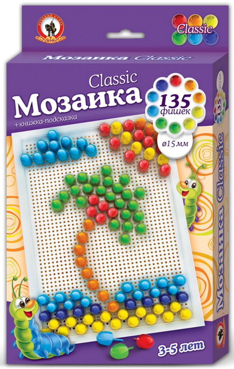 Русский стиль Мозаика Classic Пальма Большая плата03959 Русский стиль Мозаика Classic Пальма Большая плата03959Игра для детей от 3 лет. Состав набора: Плата большая – 1 шт. Фишки мозаики диаметр 15 мм – 135 шт. Книжка-подсказка