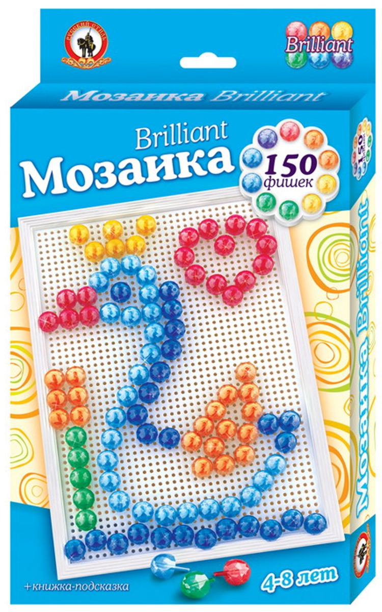 Русский стиль Мозаика Brilliant Царевна-Лебедь Большая плата03971 Русский стиль Мозаика Brilliant Царевна-Лебедь Большая плата03971Фишки этой мозаики имеют бриллиантовую огранку, что делает процесс собирания мозаики еще более интересным. Собранная мозаика переливается на свету, наполняя картинку загадочным светом.Игра для детей от 3 лет. Состав набора: Плата большая – 1 шт. Фишки бриллиантовой огранки диаметр 15 мм – 150 шт. Книжка-подсказка