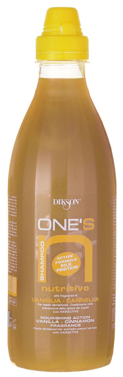 Dikson One’s Питательный шампунь для волос, склонных к выпадению. Ваниль-корица Shampoo Nutritivo 1000 мл655 Dikson One’s Питательный шампунь для волос, склонных к выпадению. Ваниль-корица Shampoo Nutritivo 1000 мл655Шампунь Dikson One’s Shampoo Nutritivo мягко и деликатно очищает ослабленные волосы, укрепляет волосяные фолликулы и обеспечивает интенсивное питание кожи головы. Делает объемными даже тонкие волосы. Протеиново-витаминный коктейль Hairactive отвечает за питание фолликулов, стимулирует кровообращение и активизирует рост волос.