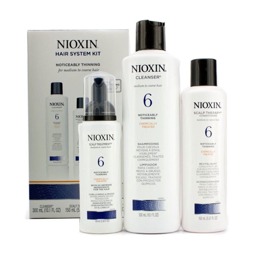 Nioxin System Набор (Система 6) 6 Kit 150 мл+150 мл+40 мл81274211 Nioxin System Набор (Система 6) 6 Kit 150 мл+150 мл+40 мл81274211В набор входят: Шампунь Очищение 150 мл - придающий объём очиститель Кондиционер Увлажнение 150 мл - придающий объём кондиционер Маска Питание 40 мл - придающая объём и питающая волосы маска Все средства обеспечивают деликатный уход за волосами и кожей головы, питая их и защищая от неблагоприятных воздействий окружающей среды.