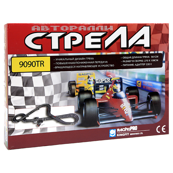 Racing Pro Игрушечный трек Авторалли Стрела 9090TR9090-TR/BR-9090 Racing Pro Игрушечный трек Авторалли Стрела 9090TR9090-TR/BR-9090Яркий игровой набор Авторалли Стрела привлечет внимание каждого любителя гоночных соревнований и азартных развлечений. Набор состоит из двух гоночных автомобилей и элементов для сборки гоночного трека (трек прямой - 15 шт, трек изогнутый - 14 шт, трек для виражей - 4 шт, трек со сжимающимися полосами - 2 шт, счетчик кругов, трек со входом питания), а также 2 пульта управления, бокс для батареек, сетевой адаптер, подставка для моста - 11 шт, стойка - 14 шт, опора для моста - 14 шт, ограда - 9 шт, знак старт/финиш, знаки - 2 шт, секция моста - 2 шт, проволочные щеточки - 1 набор. При помощи двух пультов управления, подключающихся проводами к специальному отсеку на треке, можно управлять автомобилями и их скоростями. Устройте свое соревнование и узнайте, кто станет чемпионом! Набор позволит ребенку не только получать удовольствие от игры и соревнований, но и развивать пространственное воображение, мелкую моторику рук и координацию движений. Порадуйте его таким замечательным...