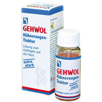 Gehwol Huhneraugen tinktur - Мозольная настойка 15 мл1*25901 Gehwol Huhneraugen tinktur - Мозольная настойка 15 мл1*25901Мозольная настойка Геволь (Gehwol Huhneraugen tinktur это высококонцентрированное средство с сильным проникающим свойством. Используется для устранения мозолей и загрубевшей кожи. Средство особенно эффективно при удалении поверхностных мозолей и натоптышей. При более глубоком корне мозолей средство эффективно при их высверливании в процессе аппаратного педикюра.