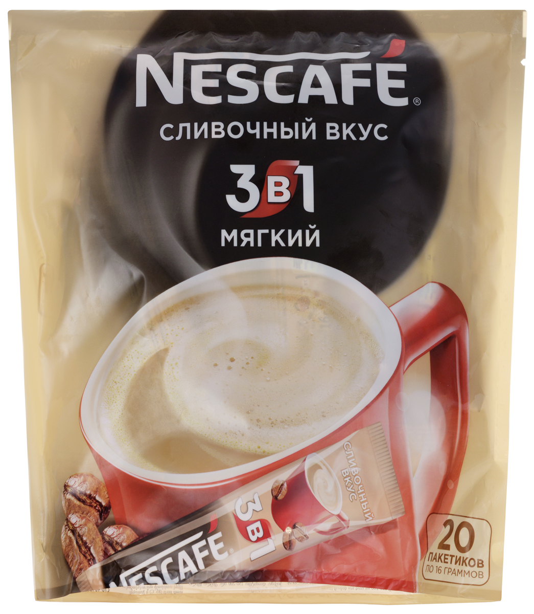 Nescafe 3 в 1 Мягкий кофе растворимый, 20 шт12235480 Nescafe 3 в 1 Мягкий кофе растворимый, 20 шт12235480Nescafe 3 в 1 Мягкий - кофейно-сливочный напиток, в состав которого входят высококачественные ингредиенты: кофе Nescafe, сахар, сливки растительного происхождения. Каждый пакетик Nescafe 3 в 1 подарит вам идеальное сочетание кофе, сливок, сахара!