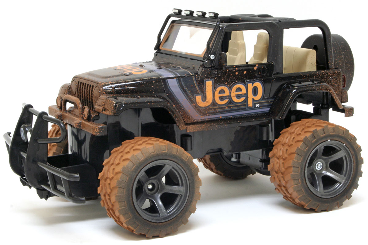 New Bright Радиоуправляемая модель Jeep Wrangler цвет коричневый черный масштаб 1:151579 New Bright Радиоуправляемая модель Jeep Wrangler цвет коричневый черный масштаб 1:151579Культовый американский автомобиль Jeep Wrangler обязательно привлечет ваше внимание. Маневренная и реалистичная уменьшенная копия New Bright Jeep Wrangler выполнена в точной детализации с настоящим автомобилем в масштабе 1:15. Управление машиной происходит с помощью пульта. Пульт управления работает на частоте 27 MHz. Внедорожник двигается вперед и назад, поворачивает направо и налево. Колеса игрушки прорезинены и обеспечивают плавный ход, машина не портит напольное покрытие. Радиоуправляемые игрушки способствуют развитию координации движений, моторики и ловкости. Ваш ребенок часами будет играть с моделью, придумывая различные истории и устраивая соревнования. Порадуйте его таким замечательным подарком! Для работы машины необходимо купить 5 батареек типа АА (не входят в комплект), для работы пульта управления необходимо купить 2 батарейки типа АА (не входят в комплект).