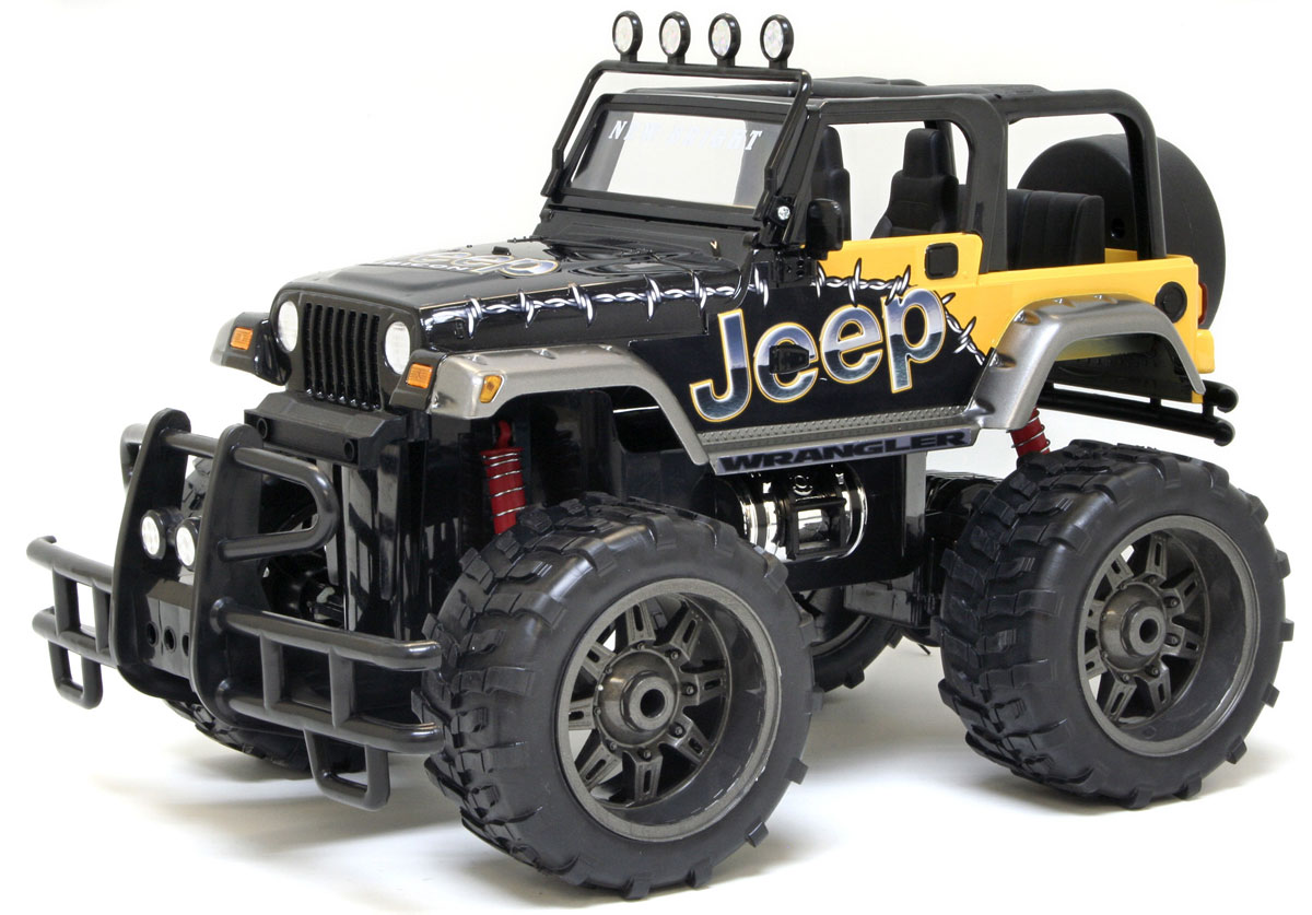 New Bright Радиоуправляемая модель Jeep Wrangler Rubicon61099J New Bright Радиоуправляемая модель Jeep Wrangler Rubicon61099JРадиоуправляемая модель New Bright Jeep Wrangler Rubicon привлечет к себе внимание не только детей, но и взрослых. Внедорожник оснащен полным приводом и имеет пружинную подвеску. Модель представлена в масштабе 1:10 и в точности воспроизводит все детали внешнего облика реального автомобиля. А серьезные габариты придают реалистичность в управлении. Управление авто происходит с помощью пульта. Машина двигается вперед и назад, поворачивает направо и налево. Пульт управления работает на частоте 40 MHz. Колеса игрушки прорезинены и обеспечивают плавный ход, машинка не портит напольное покрытие. Радиоуправляемые игрушки способствуют развитию координации движений, моторики и ловкости. Порадуйте свое чадо таким замечательным подарком! Машина работает от аккумулятора - 9,6V (входит в комплект), пульт управления работает от 2 батареек типа АА (имеются в наборе). Зарядное устройство для зарядки аккумулятора также входит в комплект. Зарядка ...