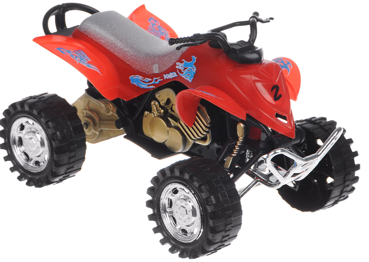 Big Motors Квадроцикл инерционный цвет красный21875-6297-17;6297-17красный Big Motors Квадроцикл инерционный цвет красный21875-6297-17;6297-17красныйИнерционный квадроцикл Big motors, изготовленный из прочного пластика, привлечет внимание вашего ребенка и не позволит ему скучать. Квадроцикл снабжен кнопкой, при нажатии на которую слышен рокот мотора и мигают огоньки. Игрушка оснащена инерционным ходом. Машинку необходимо подтолкнуть вперед или назад, а затем отпустить - и она быстро поедет в том же направлении. Ваш ребенок будет часами играть с этой игрушкой, придумывая различные истории. Порадуйте его таким замечательным подарком! Для работы игрушки необходимы 3 батарейки типа AG13 (LR44) (товар комплектуется демонстрационными).