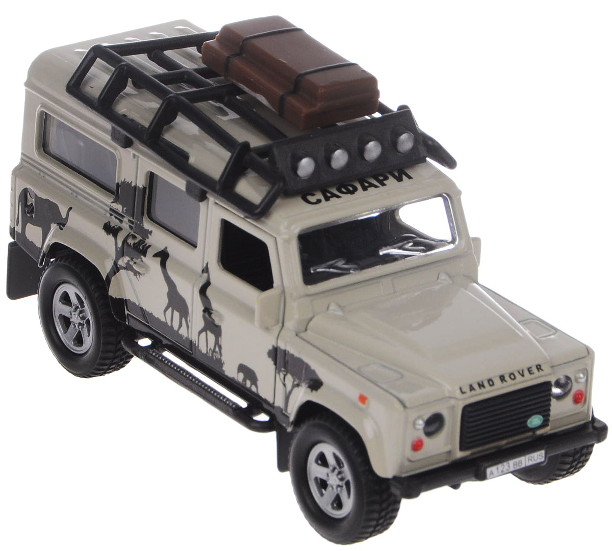 Пламенный мотор Машинка инерционная Land Rover Сафари87512 Пламенный мотор Машинка инерционная Land Rover Сафари87512Машинка инерционная Пламенный мотор Land Rover. Сафари - реалистично смоделированная игрушка для маленьких автолюбителей. Отличается хорошей детализацией и качественным видом. В машинку встроен инерционный механизм, который может привезти игрушку в движение, стоит только откатить машинку назад, а затем отпустить. Если нажать на капот, то послышится звук мотора и музыка, засветятся фары. Передние двери открываются. Машинка подойдет для игры как дома, так и на улице. Выполнена из качественных материалов, которые не вредят здоровью ребенка. Рекомендуется докупить 3 батарейки типа LR41 (товар комплектуется демонстрационными).