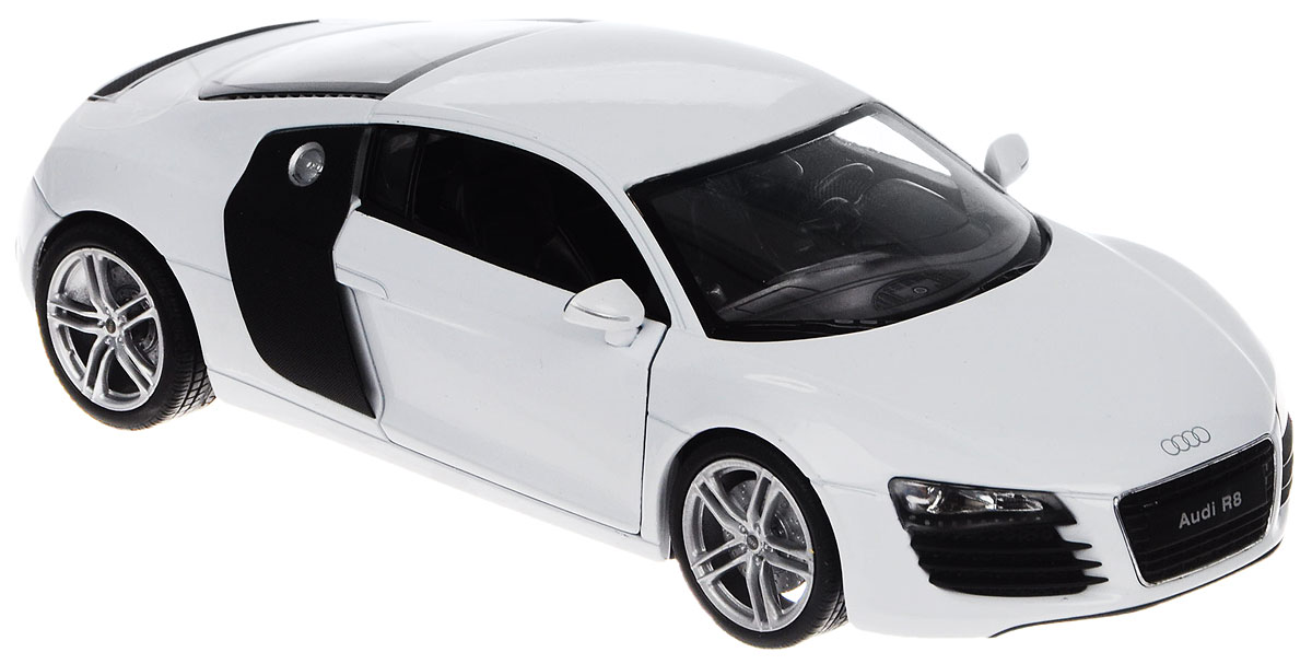 Welly Модель автомобиля Audi R8 V1022493 Welly Модель автомобиля Audi R8 V1022493Модель автомобиля Welly Audi R8 V10 - отличный подарок как ребенку, так и взрослому коллекционеру. Благодаря броской внешности, а также великолепной точности, с которой создатели этой модели масштабом 1:24 передали внешний вид настоящего автомобиля, модель станет подлинным украшением любой коллекции авто. Машина будет долго служить своему владельцу благодаря металлическому корпусу с элементами из пластика. Дверцы и отсек двигателя машины открываются, шины обеспечивают отличное сцепление с любой поверхностью пола. Модель автомобиля Welly Audi R8 обязательно понравится вашему ребенку и станет достойным экспонатом любой коллекции.