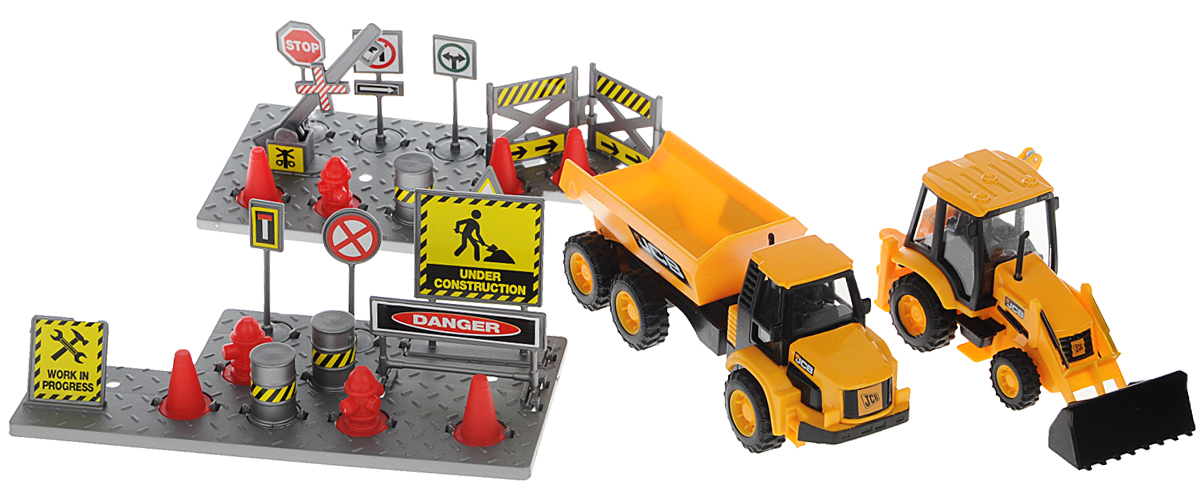 HTI Игровой набор Стройка JCB1416076 HTI Игровой набор Стройка JCB1416076Игровой набор HTI Стройка JCB будет отличным подарком юному строителю! Все детали набора сделаны из прочного высококачественного материала и имеют уникальный дизайн. В комплект входят самосвал, экскаватор-погрузчик, строительные заграждения и другие элементы стройплощадки. Превосходные машинки являются точными уменьшенными копиями своих прототипов - настоящей строительной техники JCB! Колёса сделаны из прорезиненного материала, что обеспечивает прочное сцепление с дорогой, не давая скользить машинке по полу и царапать его. Игра с таким набором способствует развитию мелкой моторики и воображения. Удивите своего маленького строителя новой современной техникой! Такая игрушка, несомненно, обрадует мальчика и принесёт ему уйму ярких впечатлений.