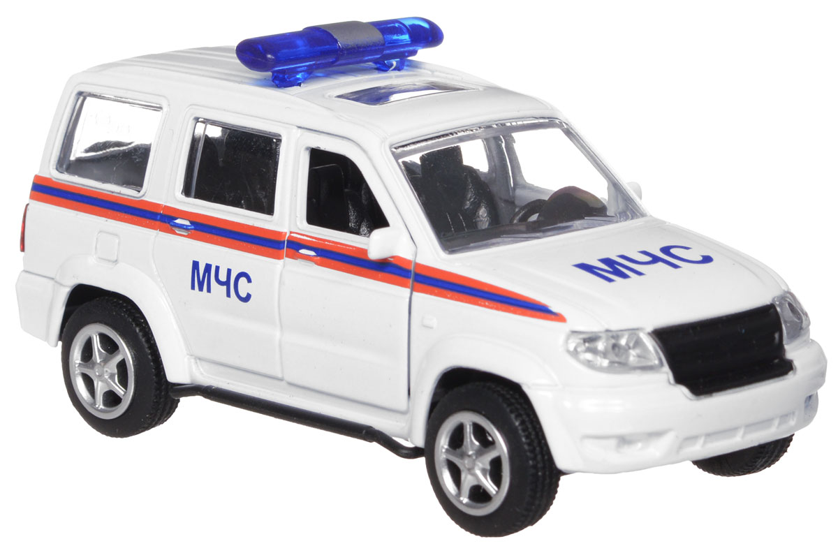 ТехноПарк Модель автомобиля УАЗ Патриот МЧСX600-H09026-R ТехноПарк Модель автомобиля УАЗ Патриот МЧСX600-H09026-RМодель автомобиля ТехноПарк УАЗ Патриот: МЧС, выполненная из металла, пластика и резины, станет любимой игрушкой вашего малыша. Игрушка представляет собой модель автомобиля МЧС УАЗ Патриот в масштабе 1:50. Передние дверцы модели открываются, а прорезиненные колеса обеспечивают надежное сцепление с любой поверхностью пола. Модель оснащена инерционным ходом: достаточно немного отвести ее назад, а затем отпустить - машинка быстро поедет вперед. Ваш ребенок будет часами играть с этой машинкой, придумывая различные истории. Порадуйте его таким замечательным подарком!