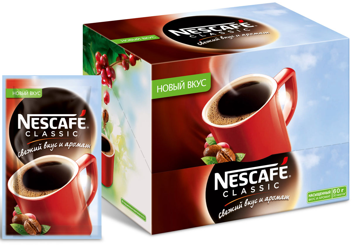 Nescafe Classic кофе растворимый гранулированный, 30 пакетиков12267715 Nescafe Classic кофе растворимый гранулированный, 30 пакетиков12267715Nescafe собрали и обжарили спелые кофейные ягоды, сохранив легкую горчинку обжаренных кофейных зерен, чтобы вы смогли насладиться свежим вкусом и ароматом кофе Classic.