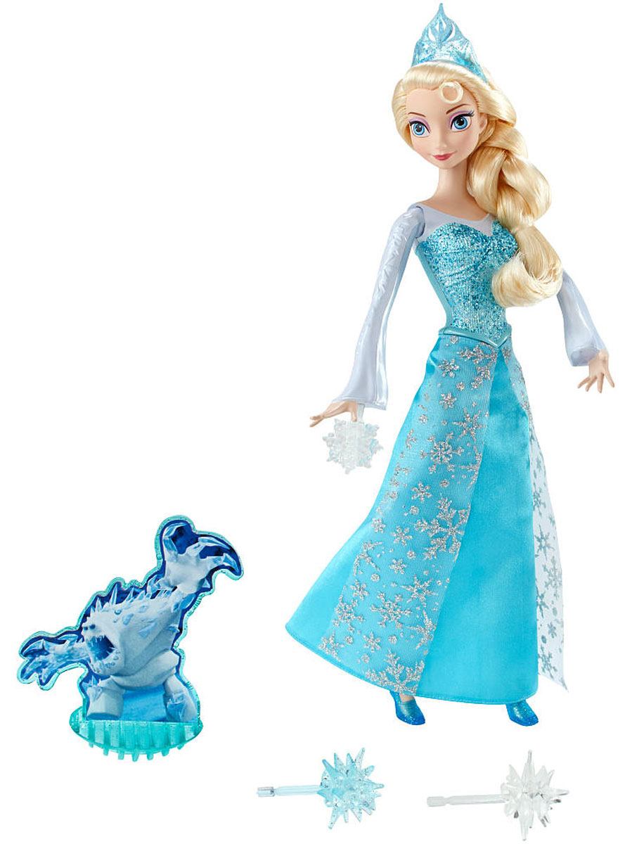 Disney Frozen Кукла Эльза Сила льдаCGH15 Disney Frozen Кукла Эльза Сила льдаCGH15С куклой Disney Frozen Эльза. Сила льда вы сможете перенестись в мультфильм Холодное сердце и помочь одной из принцесс побороть страшного монстра с безумно милым прозвищем - Зефирка! Кукла Эльза одета в изящное платье, корсет которого изготовлен из пластика с блестящим покрытием, а подол сшит из ярко-голубых тканей и легкой летящей материи с прорисованными на ней снежинками. Светлые волосы Эльзы заплетены в тугую косу, однако вы сможете создать свою собственную прическу для этой очаровательной куклы, ведь ее волосы - прошивные. Если Эльза поднимет левую руку вверх, то правая поднимется автоматически - это фирменная поза принцессы для сражения со снежным монстром. Кукла может атаковать Зефирку снежными снарядами, которые собьют монстра с ног, если выстрел будет произведен метко. Тренируйте меткость вместе с диснеевской принцессой и побеждайте снежного монстра снова и снова! Рекомендуется докупить 3 батарейки напряжением типа AG13 (товар комплектуется...