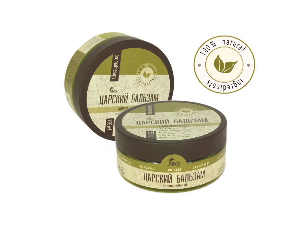 ARS Царский Бальзам Aromatherapy, 150 млАРС-3163 ARS Царский Бальзам Aromatherapy, 150 млАРС-3163Универсальный бальзам для ухода за кожей лица, тела, волос, кутикулой и ногтями. Бальзам имеет 100% натуральный состав, в который входят ценные жирные и эфирные масла. Уникальная формула продукта обеспечивает высокую эффективность в борьбе с сухостью, раздражением и воспалением кожи, а также в предупреждении процессов старения.