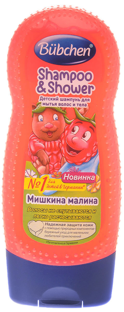 Bubchen Шампунь детский для волос и тела Мишкина малина 230 мл12216291_малина Bubchen Шампунь детский для волос и тела Мишкина малина 230 мл12216291_малинаШампунь детский для волос и тела Bubchen Мишкина малина мягко очищает и интенсивно увлажняет нежную детскую кожу, обеспечивая ежедневный бережный уход. Оптимальный уход за нежной детской кожей и волосами с помощью активных компонентов на растительной основе, таких как Алоэ Вера, пантенол и протеины пшеницы. Переносимость кожи подтверждена дерматологами. Без вызывающих аллергическую реакцию ароматизаторов, без парафинов. Ph-нейтрально для кожи. Рекомендуется использовать с 3-х лет.