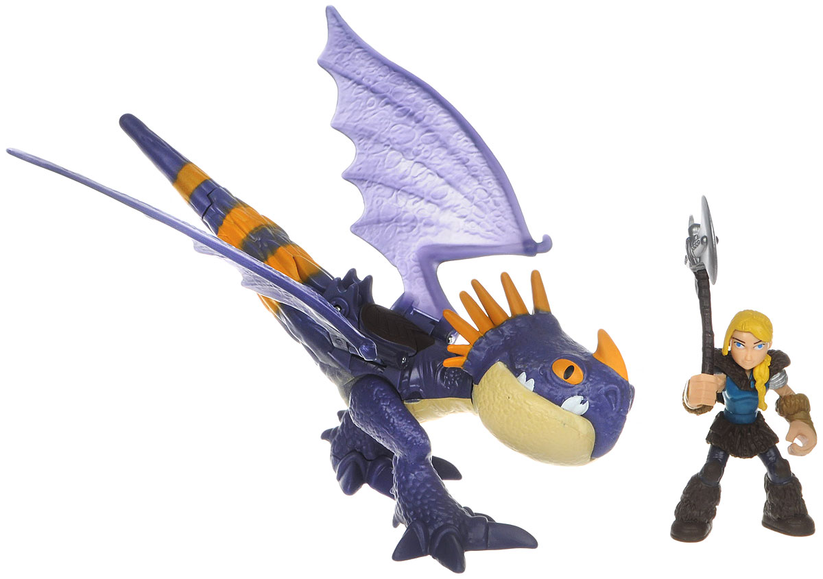 Dragons Игровой набор Astrid & Stormfly цвет дракона фиолетовый66594_20071830 Dragons Игровой набор Astrid & Stormfly цвет дракона фиолетовый66594_20071830Игровой набор Dragons Astrid & Stormfly обязательно понравится вашему ребенку. Он включает фигурку дракона, фигурку Астрид и оружие для сражений, которое помещается в руке Астрид. Фигурки героини и дракона выполнены из прочного пластика и устойчивы к повреждениям. Фигурку Астрид можно посадить на дракона и устраивать незабываемые полеты. Если нажать кнопку на спине дракона, часть хвоста отделиться и атакует врага. Порадуйте вашего ребенка таким замечательным подарком!