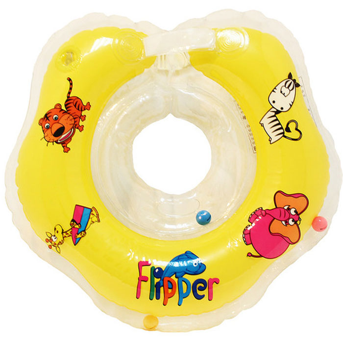 Круг на шею для купания Roxy-Kids Flipper, цвет: желтыйFL001_желтый Круг на шею для купания Roxy-Kids Flipper, цвет: желтыйFL001_желтыйКруг на шею для купания Roxy-Kids Flipper создан специально для купания малышей от рождения до 2-х лет. Он совершенно безопасный, надежный, прекрасно стимулирует природный плавательный рефлекс и поможет облегчить родителям процесс купания ребенка. Безопасность круга усилена дополнительно благодаря наличию второго внутреннего круга. Круг для купания изготавливается из прочного, надежного материала - современного полимера. Надежная удобная фиксация обеспечивается двумя удобными регулируемыми застежками. Круг имеет мягкий внутренний шов, который не натирает шею малыша, а также дополнен удобными круглыми ручками, за который малыш может держаться, и специальными шариками-погремушками. Плавание в ванне или в бассейне прекрасно развивает физическое и эмоциональное состояние малышей.