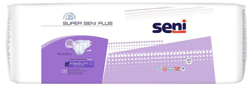 Подгузники для взрослых Super Seni Plus. Размер 2 (medium), 30 шт01.01.12.0002 Подгузники для взрослых Super Seni Plus. Размер 2 (medium), 30 шт01.01.12.0002Современные подгузники Super Seni Plus предназначены для людей, страдающих тяжелыми формами недержания. В подгузниках наружный слой состоит из пропускающего воздух материала, который позволяет коже свободно дышать во время использования подгузника. Это гарантирует высокий комфорт и является профилактикой возникновения раздражений и пролежней. Благодаря очень высокой впитываемости подгузники идеальны для применения в случае длительных перерывов между очередной сменой, особенно в ночное время.
