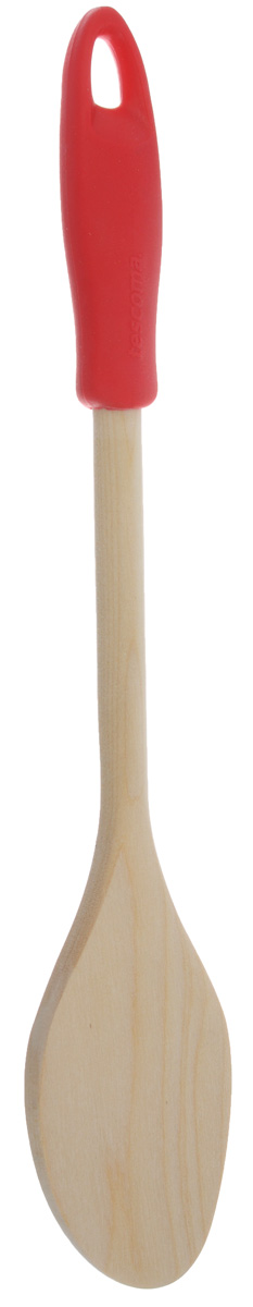 Лопатка Tescoma Presto Wood, цвет: красный, длина 30 см637234_красный Лопатка Tescoma Presto Wood, цвет: красный, длина 30 см637234_красныйЛопатка Tescoma Presto Wood изготовлена из экологически чистого материала - качественной березовой древесины, обладающей уникальной текстурой. Элегантная силиконовая ручка дает возможность удобно и комфортно пользоваться лопаткой. Такая кухонная принадлежность подходит для всех видов посуды, особенно для посуды с антипригарным покрытием. Лопатка Tescoma Presto Wood станет вашим незаменимым помощником на кухне, а также это практичный и необходимый подарок любой хозяйке! Нельзя мыть в посудомоечной машине. Размер рабочей поверхности: 6 х 10 см. Общая длина лопатки: 30 см.