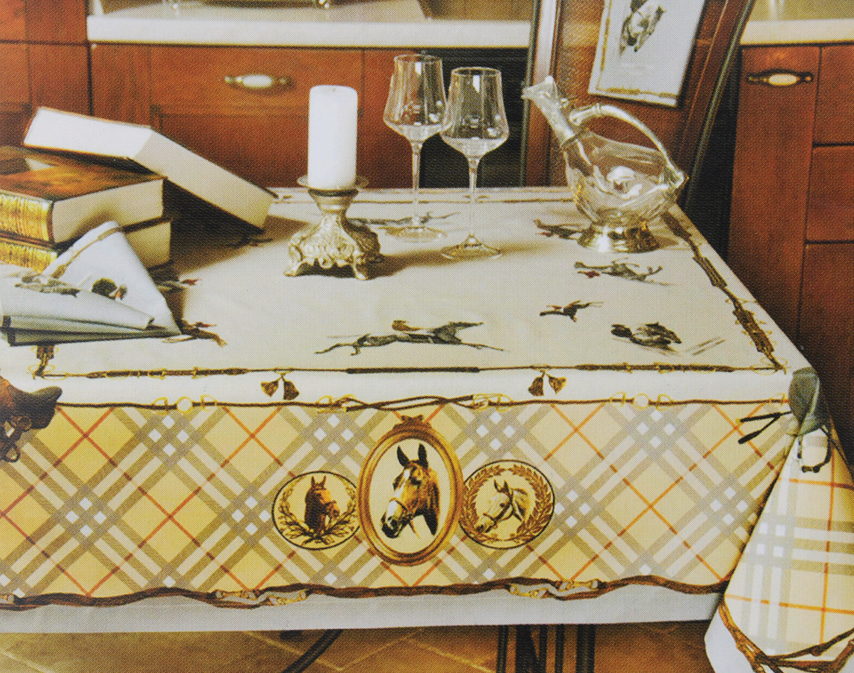 Скатерть Proffi Жокей, прямоугольная, 140 х 220 смPH3887 Скатерть Proffi Жокей, прямоугольная, 140 х 220 смPH3887Великолепная прямоугольная скатерть Proffi Жокей, выполненная из 60% хлопка и 40% полиэстера, органично впишется в интерьер любого помещения, а оригинальный дизайн удовлетворит даже самый изысканный вкус. Изделие имеет водоотталкивающее покрытие, легко стирается в машинке. Скатерть Proffi Жокей создаст праздничное настроение и станет прекрасным дополнением интерьера гостиной, кухни или столовой.