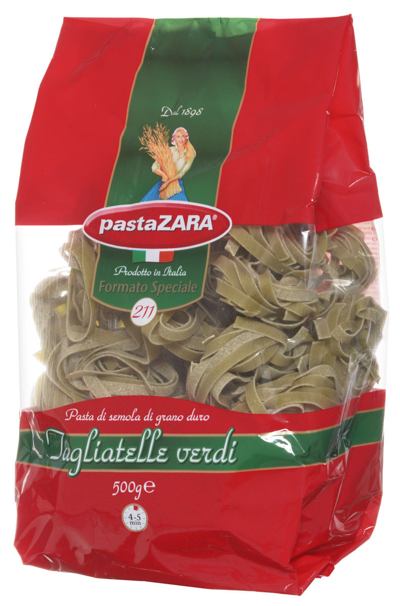 Pasta Zara Клубки со шпинатом макароны, 500 г8004350341118 Pasta Zara Клубки со шпинатом макароны, 500 г8004350341118Pasta Zara - одна из самых популярных марок итальянских макаронных изделий в России. Продукция под торговой маркой Pasta Zara сочетает в себе современность технологий производства и традиционное итальянское качество. Макароны из твердых сортов пшеницы не развариваются, что позволит сохранить их форму в приготавливаемом блюде. Они придутся по вкусу даже самому изысканному гурману!