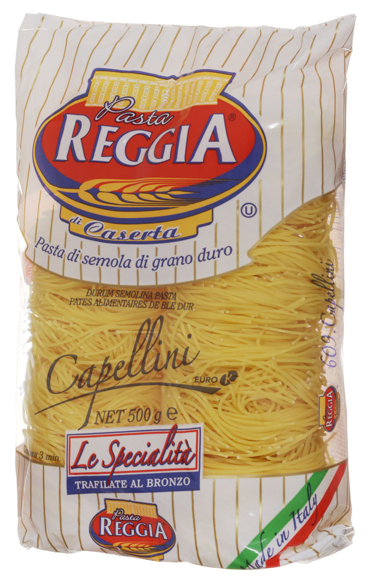 Pasta Reggia Клубки тонкие макароны, 500 г8008857500003 Pasta Reggia Клубки тонкие макароны, 500 г8008857500003Pasta Reggia предлагает сегодня российскому рынку более 70 видов длинных, коротких и специальных форматов произведенных пусть и на самом современном оборудовании, но по классическим рецептам неаполитанской кухни Юга Италии. Pasta Reggia Клубки - это качественный продукт, приготовленный из муки высшего качества твердых сортов пшеницы, благодаря чему имеет прекрасные свойства при варке - они, в отличие от других макарон, очень хорошо держат форму и не развариваются. Pasta Reggia - Искусство на столе.