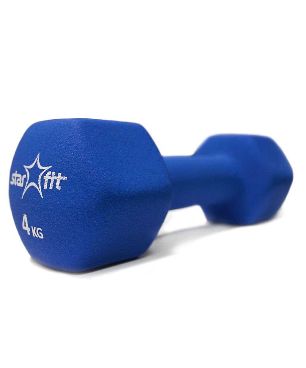Гантель неопреновая Star Fit, цвет: темно-синий, 4 кг. DB-201УТ-00007071 Гантель неопреновая Star Fit, цвет: темно-синий, 4 кг. DB-201УТ-00007071Гантель Star Fit выполнена из высококачественной стали с мягким неопреновым покрытием и имеет оптимальный размер для занятий спортом. Такую гантель удобно держать в руках, а неопрен в течение всей тренировки отводит выделяющуюся влагу из зоны контакта ладони с рукояткой гантели, оставляя ее сухой и не позволяя гантели выскальзывать. Она помогает укрепить мышцы рук, грудной клетки, верхней части спины и плеч. Благодаря небольшому размеру гантель удобно хранить, она не займет много места в квартире.
