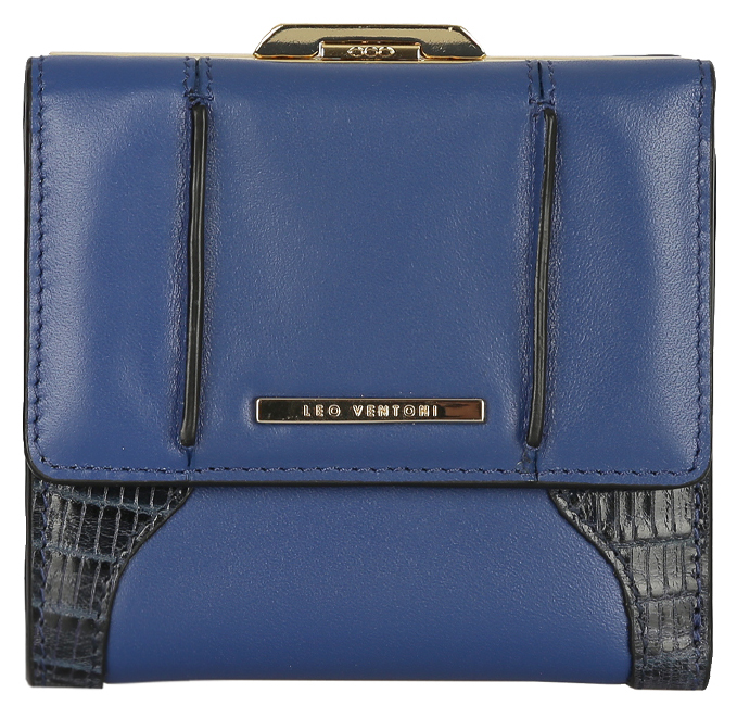 Кошелек женский Leo Ventoni, цвет: темно-синий. L330798L330798 blue Кошелек женский Leo Ventoni, цвет: темно-синий. L330798L330798 blueСтильный женский кошелек Leo Ventoni, выполненный из натуральной кожи, оформлен вставками из кожи с тиснением под рептилию, конгревом и металлической фурнитурой. Изделие закрывается клапаном на кнопку. Внутри одно отделение для купюр, четыре кармашка для визиток и кредитных карт, два боковых кармана для мелочи и кармашек с прозрачным пластиковым окошком. Снаружи с тыльной стороны расположен карман на рамочном замке, включающий в себя две секции для монет, которые разделены перегородкой. Изделие поставляется в фирменной коробке с логотипом бренда. Стильный кошелек Leo Ventoni станет отличным подарком для человека, ценящего качественные и практичные вещи.