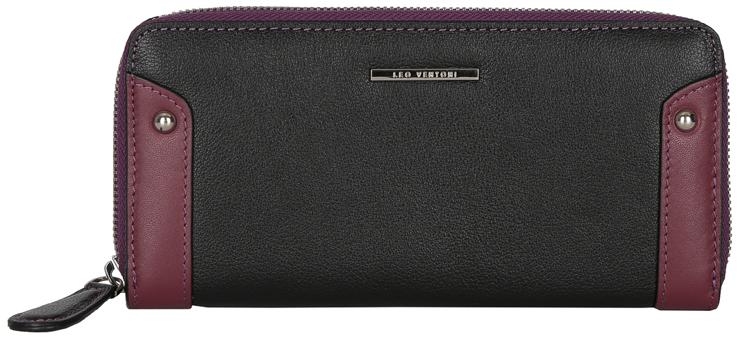 Кошелек женский Leo Ventoni, цвет: черный. L330949L330949-nero/purple Кошелек женский Leo Ventoni, цвет: черный. L330949L330949-nero/purpleЖенский Кошелек LEO VENTONI из натуральной кожи. Внутри:три кармана для купюр, карманы для мелочей, карман для монет застегивающейся пластиковой молнией и 8 держателей для пластиковых и дисконтных карт. Закрывается на металлическую молнию.