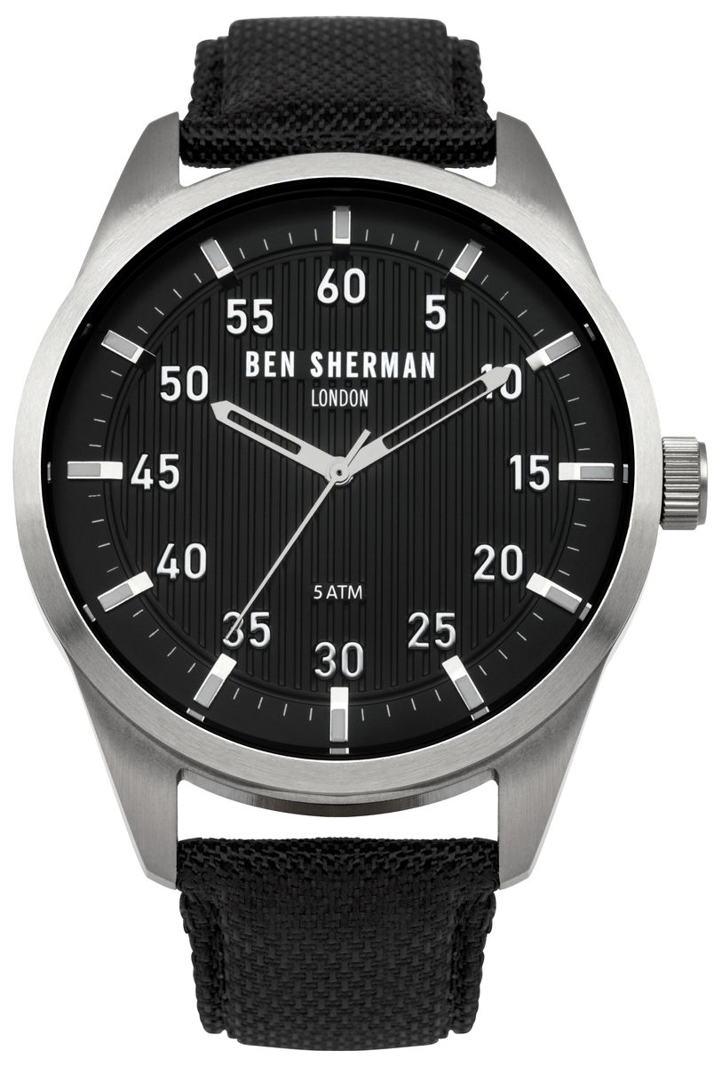 Наручные часы мужские Ben Sherman, цвет: серый металлик, черный. WB031BWB031B Наручные часы мужские Ben Sherman, цвет: серый металлик, черный. WB031BWB031BТрехстреловый механизм; PC21; Нержавеющая сталь; Размар корпус o 45mm; Минеральное стекло; Черный матовый циферблат, Ремешок из натуральной кожи черного цвета; 5ATM