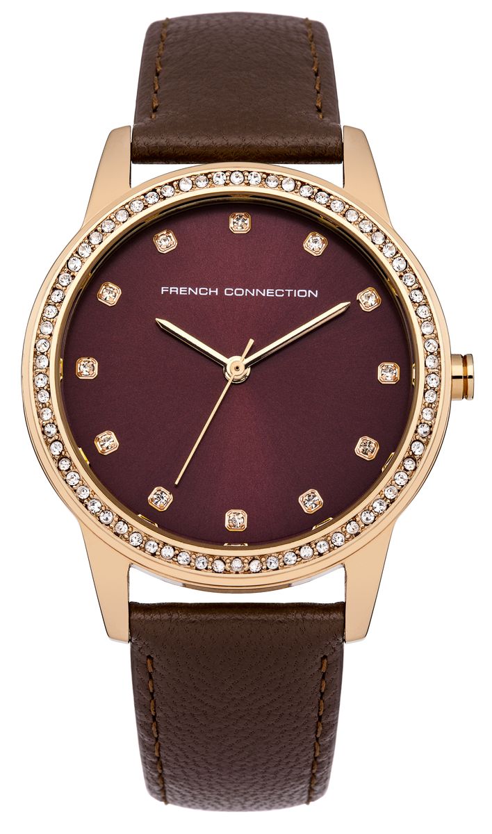 Наручные часы женские French Connection, цвет: золотой. FC1251TFC1251T Наручные часы женские French Connection, цвет: золотой. FC1251TFC1251TТрехстрелочный механизм 2035; Корпус из нержавеющей стали; Размер корпуса ? 35 mm; Минеральное стекло; Циферблат коричневого цвета; Чешские кристаллы; Ремешок из натуральной кожи коричневого цвета; 3 ATM