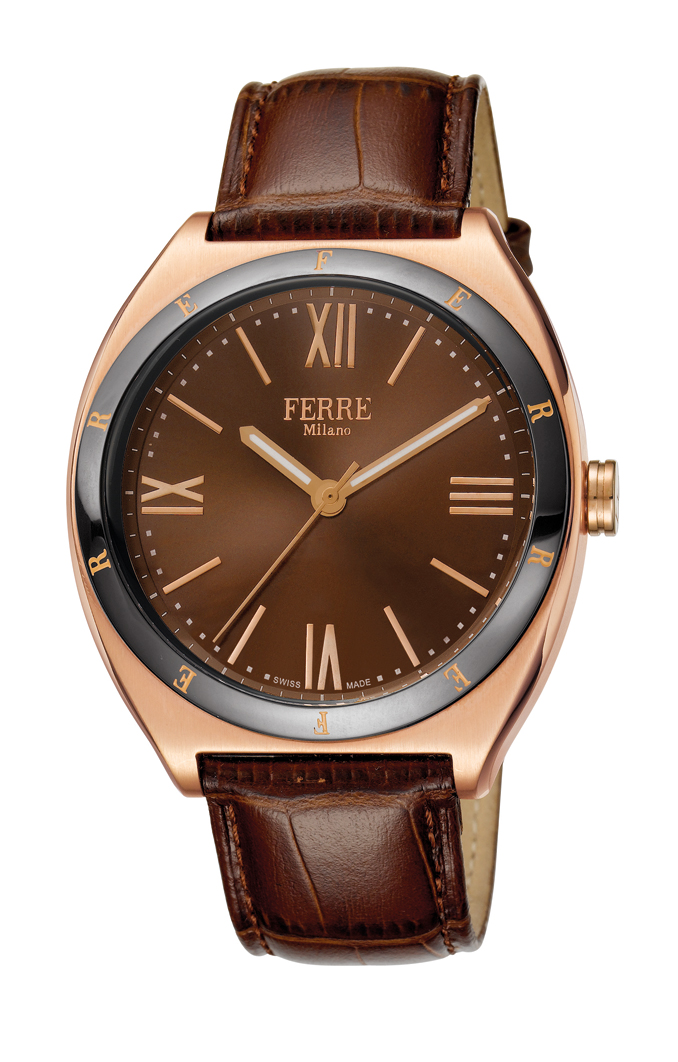 Наручные часы мужские Ferre Milano, цвет: розовый, коричневый. FM1G005L0031FM1G005L0031 Наручные часы мужские Ferre Milano, цвет: розовый, коричневый. FM1G005L0031FM1G005L0031Механизм: Ronda 763 Корпус: нерж.полир.сталь, розовое IP-покрытие. Заводная головка: нерж.полир.сталь, розовое IP-покрытие. Стекло: минеральное. / Ремешок: темно-коричневый, натуральная кожа. Циферблат: шоколадного цвета. Водозащита: 5 АТМ.