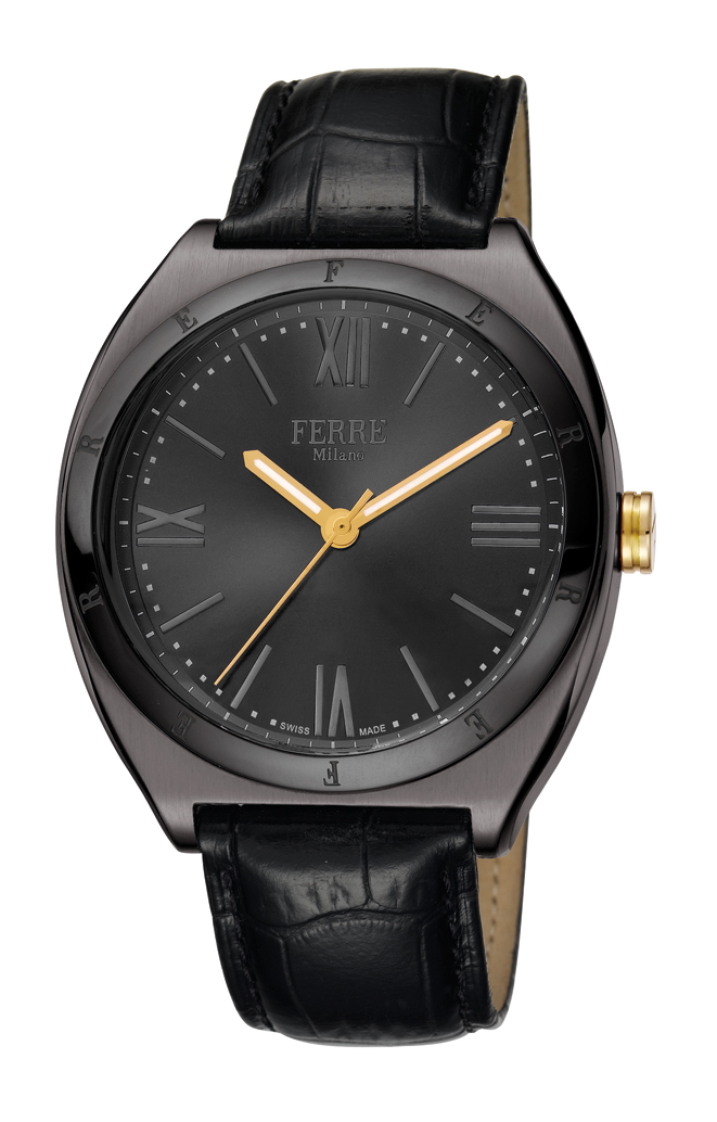 Наручные часы мужские Ferre Milano, цвет: черный. FM1G005L0041FM1G005L0041 Наручные часы мужские Ferre Milano, цвет: черный. FM1G005L0041FM1G005L0041Механизм: Ronda 763 Корпус: нерж.полир.сталь, серое IP-покрытие. Заводная головка: нерж.полир.сталь, золотое IP-покрытие. Стекло: минеральное. / Ремешок: черный, натуральная кожа. Циферблат: черного цвета. Водозащита: 5 АТМ.