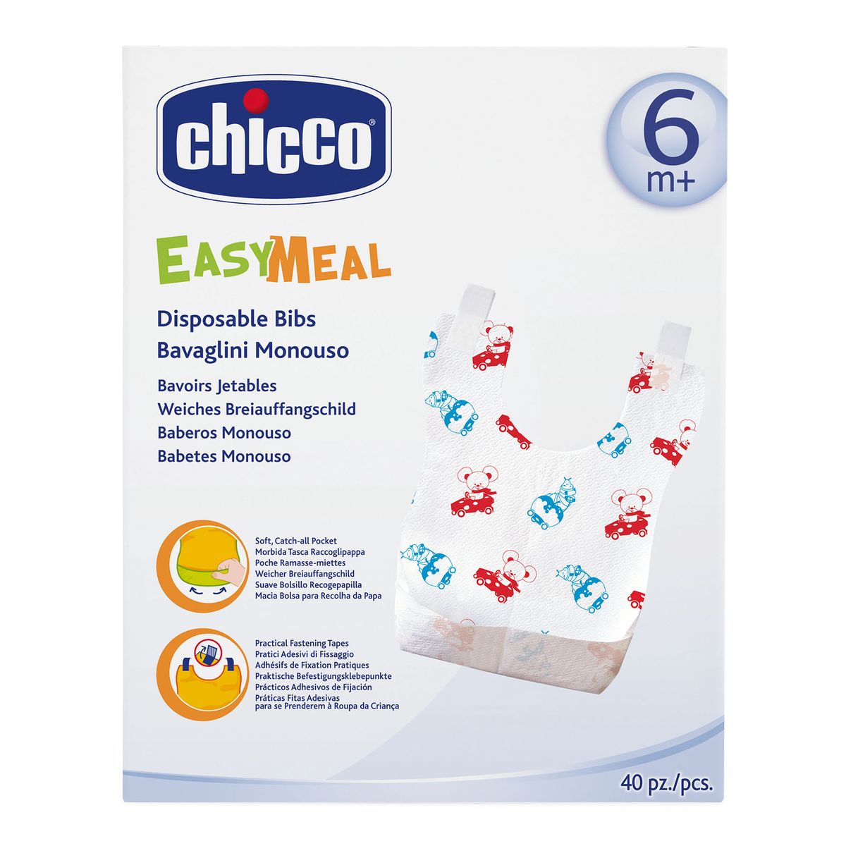 Chicco Нагрудник одноразовый с карманом и липучками 40 шт67440010000 Chicco Нагрудник одноразовый с карманом и липучками 40 шт67440010000Сделаны из бумаги