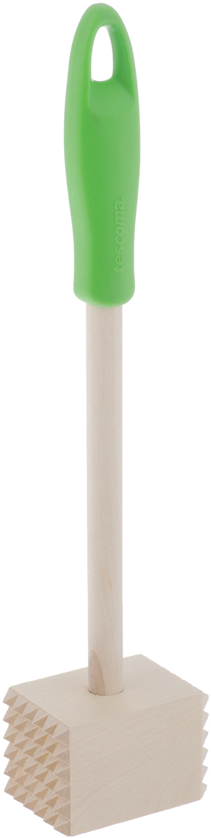 Молоток для мяса Tescoma Presto Wood, цвет: зеленый, длина 27 см637252_зеленый Молоток для мяса Tescoma Presto Wood, цвет: зеленый, длина 27 см637252_зеленыйМолоток для мяса Tescoma Presto Wood выполненный из высококачественной березовой древесины, поможет вам без труда отбить мясо и приготовить его мягким, сочным и вкусным. Элегантная рукоятка имеет противоскользящую обработку из силикона. С боковых сторон отбивающая часть молотка имеет зубчатую поверхность. Молоток не впитывает запахи и легко моется. Нельзя мыть в посудомоечной машине. Молоток для мяса Tescoma Presto Wood станет вашим незаменимым помощником на кухне, а также это практичный и необходимый подарок любой хозяйке! Длина молотка: 27 см. Размер рабочей поверхности: 6 х 4 х 4 см.