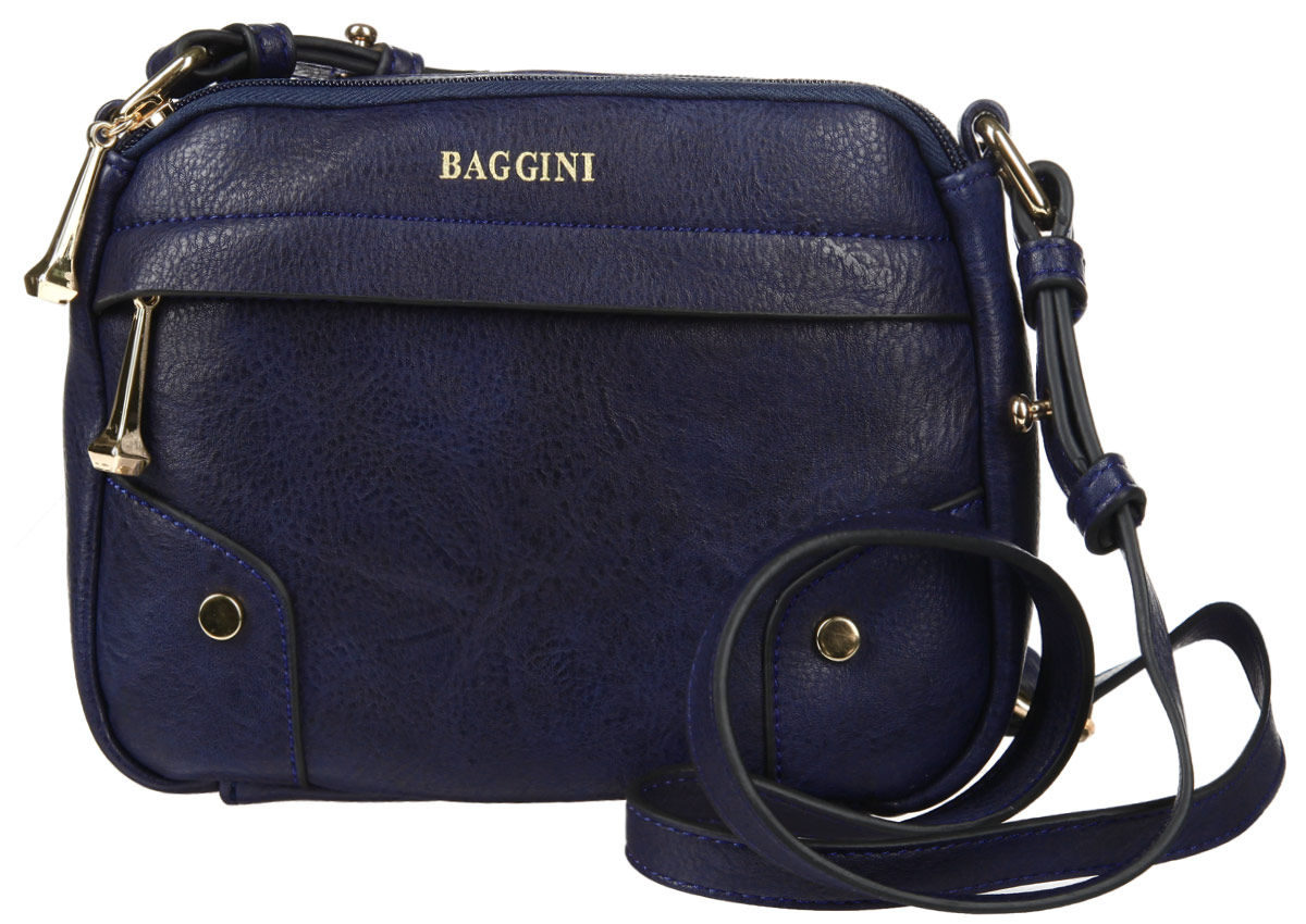 Сумка женская Baggini, цвет: синий. 29555/4329555/43 Сумка женская Baggini, цвет: синий. 29555/4329555/43Стильная сумка женская Baggini выполнена из искусственной кожи, оформлена металлической фурнитурой и символикой бренда. Изделие содержит два отделения, каждое из которых закрывается на молнию. Внутри расположен врезной карман на молнии. Снаружи, на лицевой стороне изделия, расположен врезной карман, застегивающийся на молнию. Сумка оснащена плечевым ремнем регулируемой длины. Оригинальный аксессуар позволит вам завершить образ и быть неотразимой.