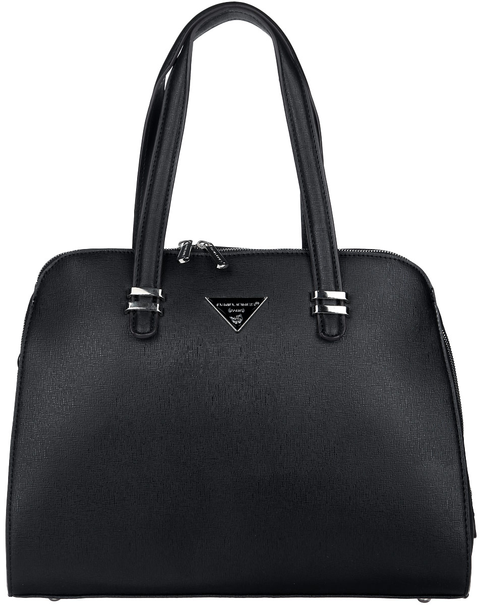 Сумка женская David Jones, цвет: черный. 5030-25030-2 BLACK Сумка женская David Jones, цвет: черный. 5030-25030-2 BLACKСтильная женская сумка David Jones выполнена из искусственной кожи, оформлена фактурным тиснением и металлической фурнитурой с символикой бренда. Изделие содержит одно основное отделение, которое закрывается на застежку-молнию. Внутри расположены два накладных кармашка для мелочей, врезной карман на молнии. Задняя сторона изделия дополнена врезным карманом на молнии. Сумка оснащена съемным плечевым ремнем регулируемой длины и практичными ручками. Дно сумки дополнено металлическими ножками. Оригинальный аксессуар позволит вам завершить образ и быть неотразимой.