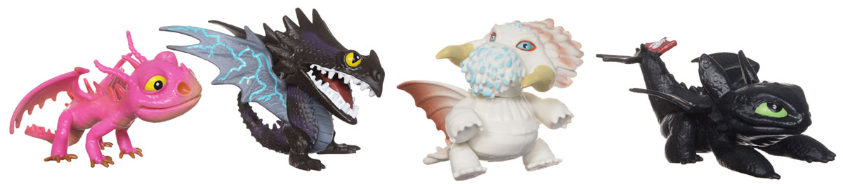 Набор мини-фигурок Dragons Коллекция маленьких драконов, 4 шт66596 Набор мини-фигурок Dragons Коллекция маленьких драконов, 4 шт66596Набор мини-фигурок Dragons Коллекция маленьких драконов не оставит равнодушным вашего ребенка и не позволит ему скучать. Набор состоит из четырех мини-фигурок забавных драконов - персонажей мультфильма Как приручить дракона - Беззубика, Жуткой жути, Левиафана и Скрилла. С такими фигурками ваш ребенок окунется в гущи событий мультфильма, будет проигрывать любимые сцены или придумывать свои истории!