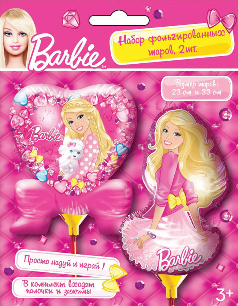Barbie Шар фольгированный 2 шт24511 Barbie Шар фольгированный 2 шт24511Детский праздник станет ярче и веселее вместе с очаровательными шариками в виде прекрасной Барби. Они украсят любое помещение и станут замечательными игрушками для малышей. В комплекте: 2 мини-фигуры, изготовленные из миларовой пленки, 2 палочки, 2 держателя.