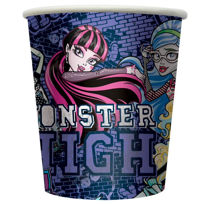 Monster High Стакан бумажный Граффити 10 шт26258 Monster High Стакан бумажный Граффити 10 шт26258Одноразовые стаканы Граффити ТМ Monster High с ярким, стильным дизайном созданы специально для детского праздника. Они почти невесомы, не могут разбиться, их не надо мыть. Изготовленные из бумаги, они абсолютно безопасны и прекрасно удерживают напитки. В наборе 10 бумажных стаканов объемом 210 мл.