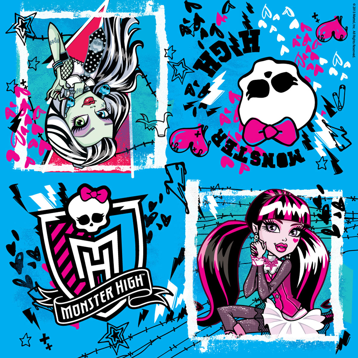 Monster High Салфетки цвет голубой 20 шт26415 Monster High Салфетки цвет голубой 20 шт26415Детские праздники обожают все ребятишки, ведь это время долгожданных подарков и разнообразных лакомств. И, конечно, помимо вкусного угощения родителям надо позаботиться и о красивой сервировке стола, чтобы передать атмосферу праздника и подарить деткам возможность встретить торжество вместе с любимыми персонажами мультфильмов. Например, с модными ученицами Школы монстров, которые изображены на бумажных двухслойных салфетках, помогающих украсить стол и приносящих практическую пользу. В наборе Monster High 20 салфеток размером 33х33 см, декорированных ярким стильным принтом.