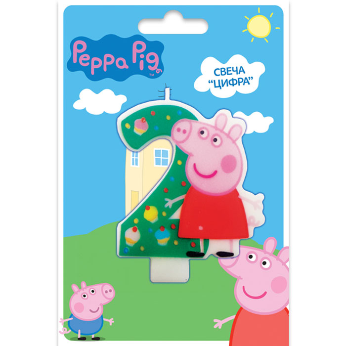 Peppa Pig Фигурная свеча Цифра 229734 Peppa Pig Фигурная свеча Цифра 229734Вашему малышу исполняется 2 годика? Это радостное событие не может обойтись без вкусного торта с красивой фигурной свечой в виде любимого персонажа. Идеальным решением может стать фигурная свеча Цифра 2 со Свинкой Пеппой. Такой сказочный подарок приведет малютку в искренний восторг и поможет организовать веселую игру с задуванием яркого огонька. А ведь это очень полезно для развития дыхательной системы и всего организма ребенка. Фигурная свеча Цифра 2 ТМ Peppa Pig с нанесенным рисунком имеет высоту 8 см, изготовлена из стеарина. Срок годности – 5 лет.