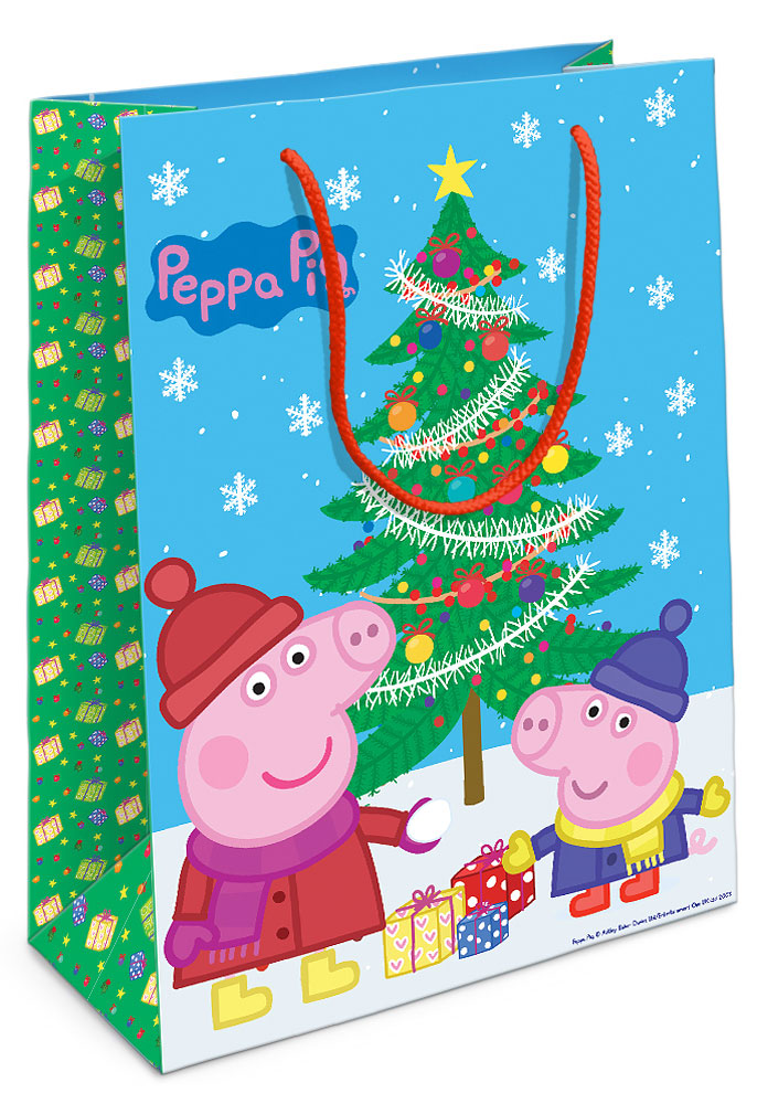 Peppa Pig Пакет подарочный Пеппа и ёлка 35х25х9 см29993 Peppa Pig Пакет подарочный Пеппа и ёлка 35х25х9 см29993Порадуйте малыша новогодним подарком! А красивый подарочный пакет Пеппа и ёлка с забавными героями мультфильма Свинка Пеппа станет его эффектным дополнением. Размер бумажного подарочного пакета: 35х25х9 см.