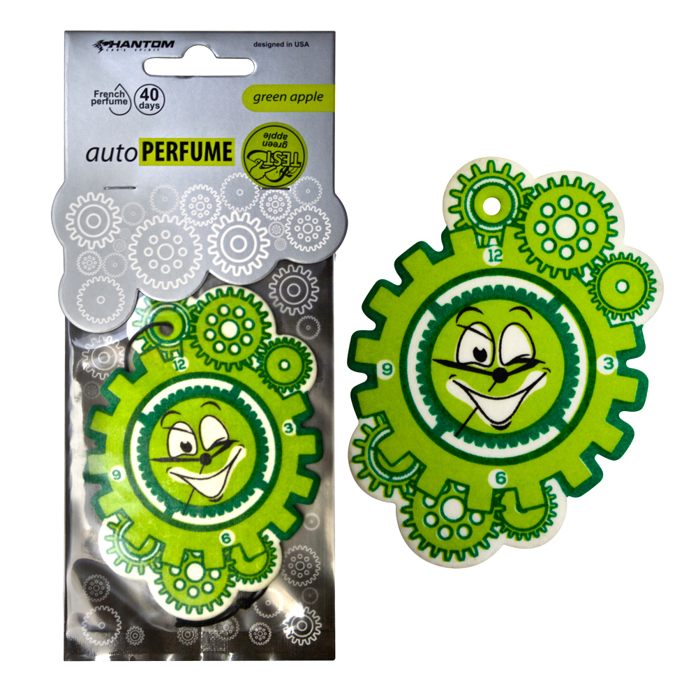 Ароматизатор PHANTOM Auto Perfume, зеленое яблокоPH3556 Ароматизатор PHANTOM Auto Perfume, зеленое яблокоPH3556Новая серия подвесных автомобильный ароматизаторов “AutoPerfume” удивит уникальным дизайном и качеством подобранных ароматов. Выбрать свой индивидуальный аромат помогут тестеры, расположенные на каждой упаковке. Богатая палитра цветовых решений поможет каждому найти подходящее оформление. Серия является официально зарегистрированной и сертифицированной на территории России, оставаясь уникальной и неповторимой. Линейка регулярно обновляется, пополняясь даже лимитированными коллекциями. Аромат зеленого яблока освежит и добавит яркости даже в пасмурный день. Изготовление из высококачественных материалов обеспечивает изделие высоким сроком службы и износостойкостью. Французский парфюмерный дом, поставляющий отдушку для ароматизаторов, является одним из ведущих в своем деле. Материал: высококапиллярный картон; Отдушки: поставляются от парфюмерного дома Франции; Фирменная яркая упаковка с интересной вырубкой на лицевой части привлечет внимание на полке!